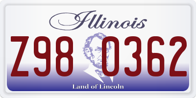 IL license plate Z980362