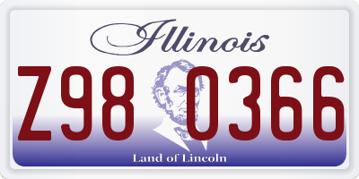 IL license plate Z980366