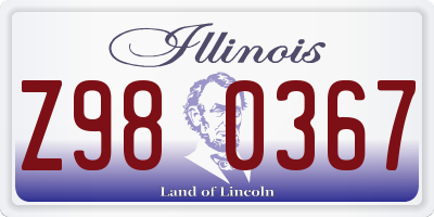 IL license plate Z980367