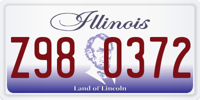 IL license plate Z980372
