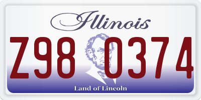 IL license plate Z980374