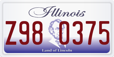 IL license plate Z980375