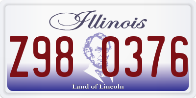 IL license plate Z980376