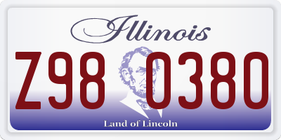 IL license plate Z980380