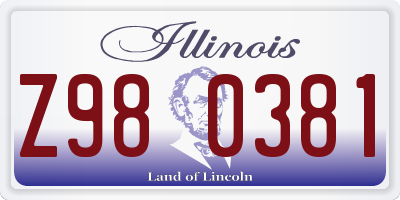 IL license plate Z980381