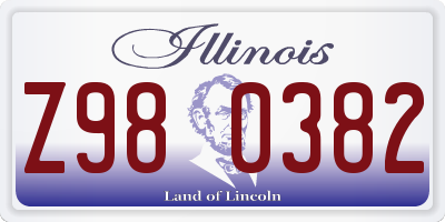 IL license plate Z980382