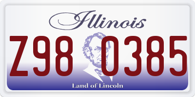 IL license plate Z980385
