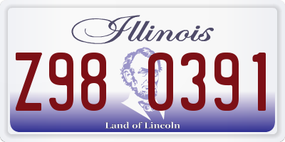 IL license plate Z980391