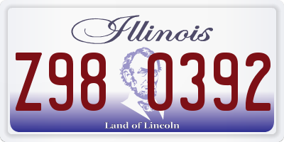 IL license plate Z980392