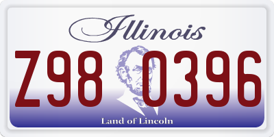 IL license plate Z980396