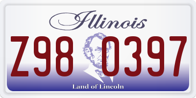 IL license plate Z980397