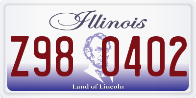 IL license plate Z980402