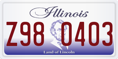 IL license plate Z980403