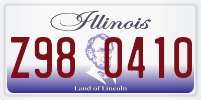 IL license plate Z980410