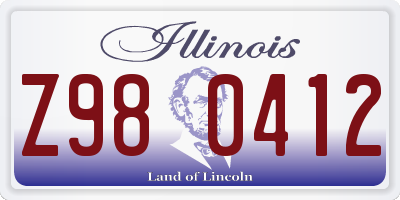 IL license plate Z980412