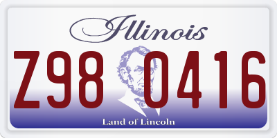 IL license plate Z980416