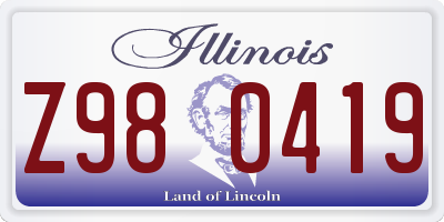 IL license plate Z980419