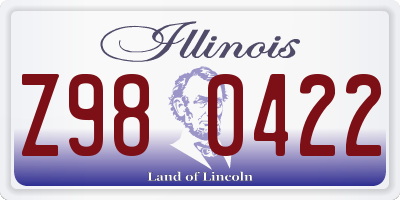 IL license plate Z980422