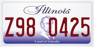 IL license plate Z980425