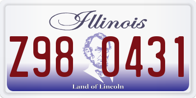 IL license plate Z980431