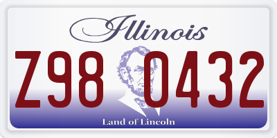 IL license plate Z980432