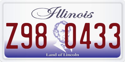 IL license plate Z980433