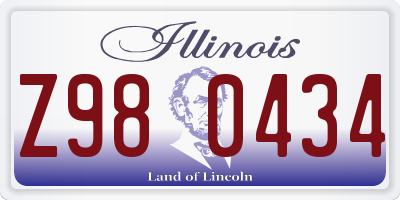 IL license plate Z980434