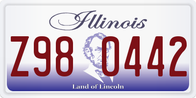 IL license plate Z980442