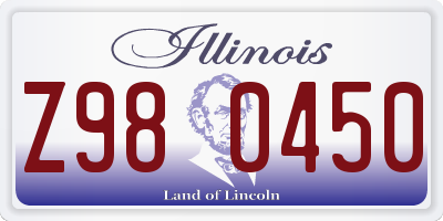 IL license plate Z980450
