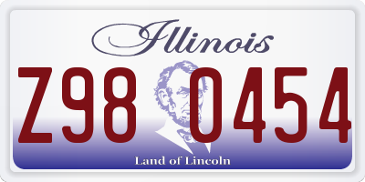 IL license plate Z980454
