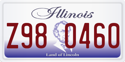 IL license plate Z980460