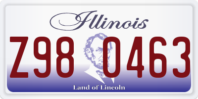 IL license plate Z980463