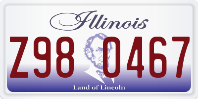 IL license plate Z980467