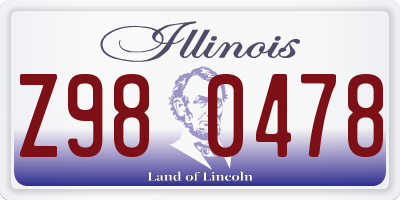 IL license plate Z980478