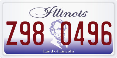 IL license plate Z980496