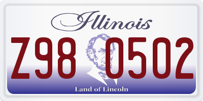 IL license plate Z980502