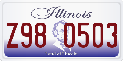 IL license plate Z980503