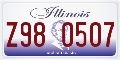 IL license plate Z980507