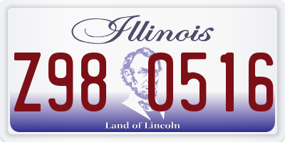 IL license plate Z980516
