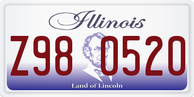 IL license plate Z980520
