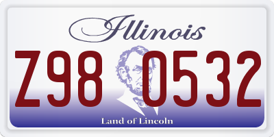 IL license plate Z980532