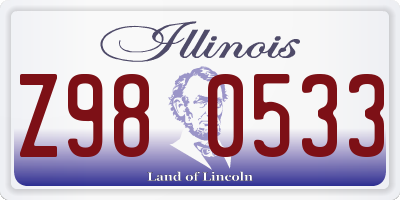 IL license plate Z980533