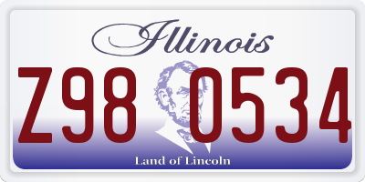 IL license plate Z980534