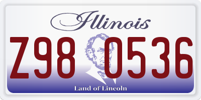 IL license plate Z980536