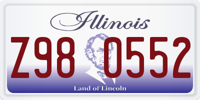 IL license plate Z980552