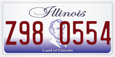 IL license plate Z980554