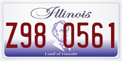 IL license plate Z980561