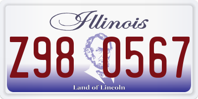 IL license plate Z980567