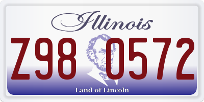 IL license plate Z980572