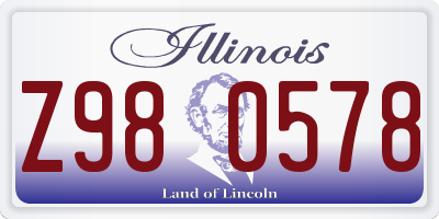 IL license plate Z980578